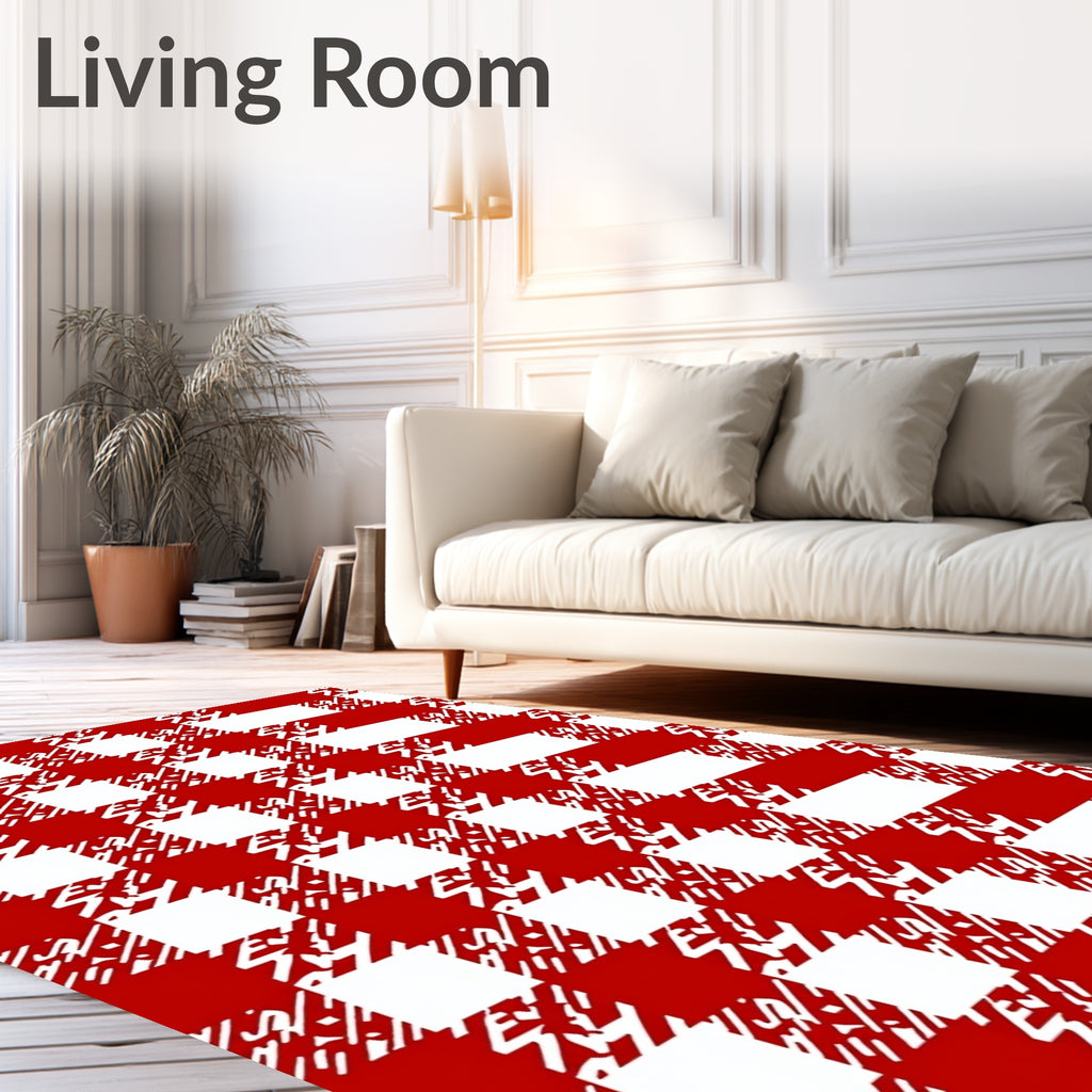 Classic Red Checkered Graphic Rug