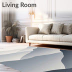 Misty Gray Mountain Layered Landscape Rug