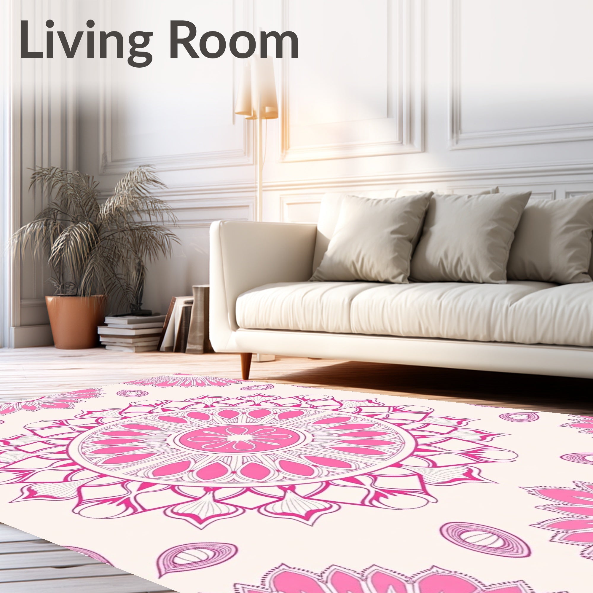 Pink Mandala Flower Pattern Rug