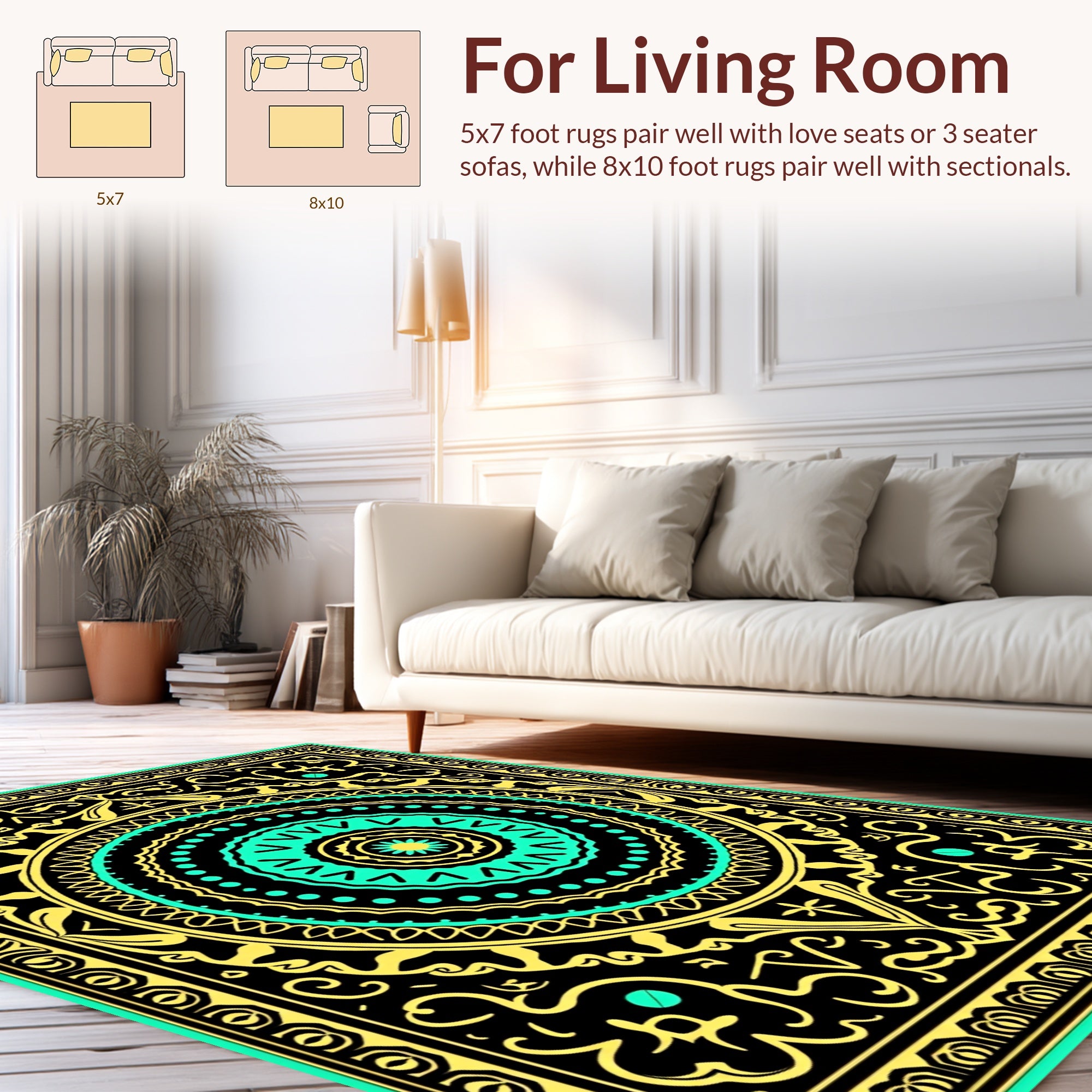 Bold Geometric Mandala Pattern Rug