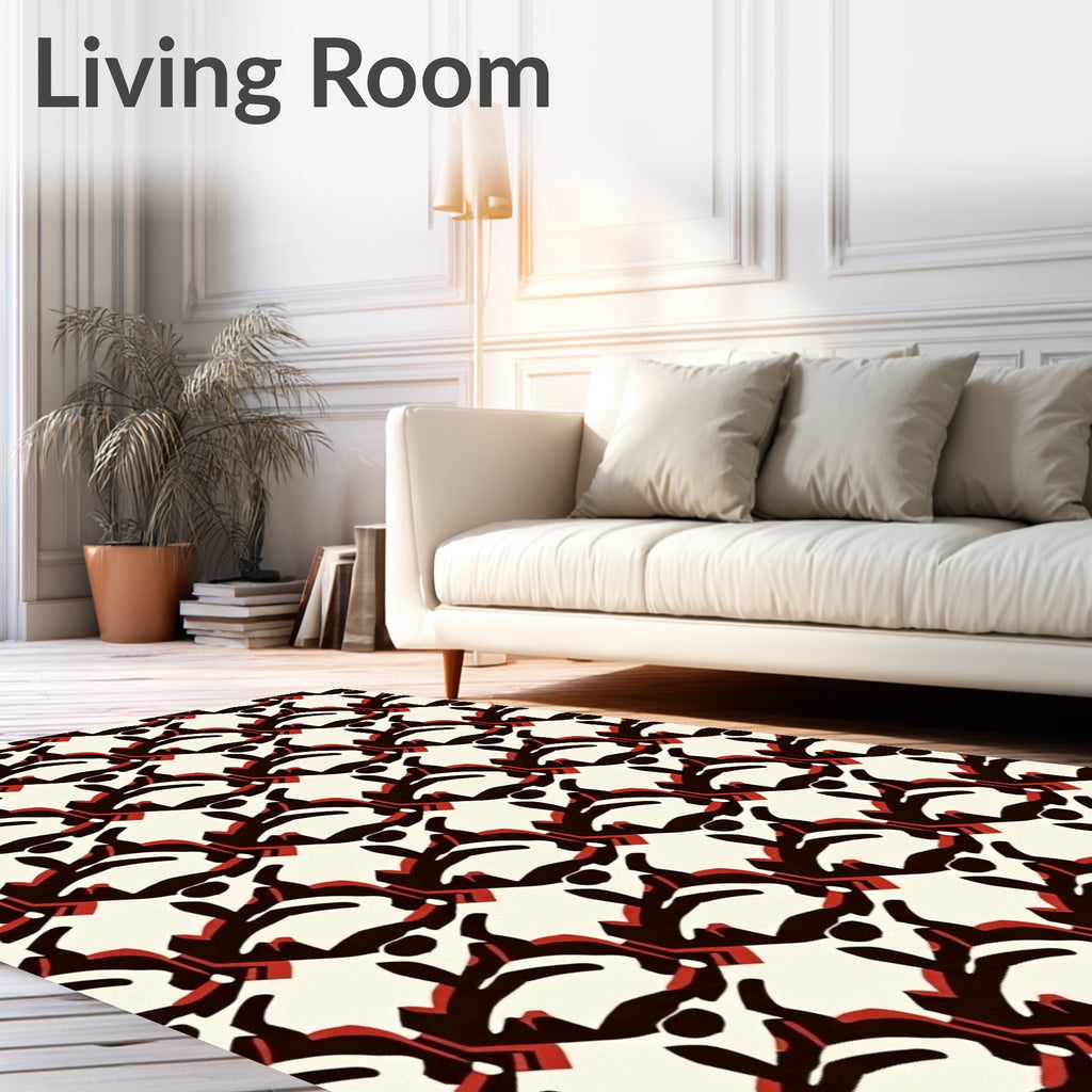 Abstract Black Red Graphic Repeat Rug