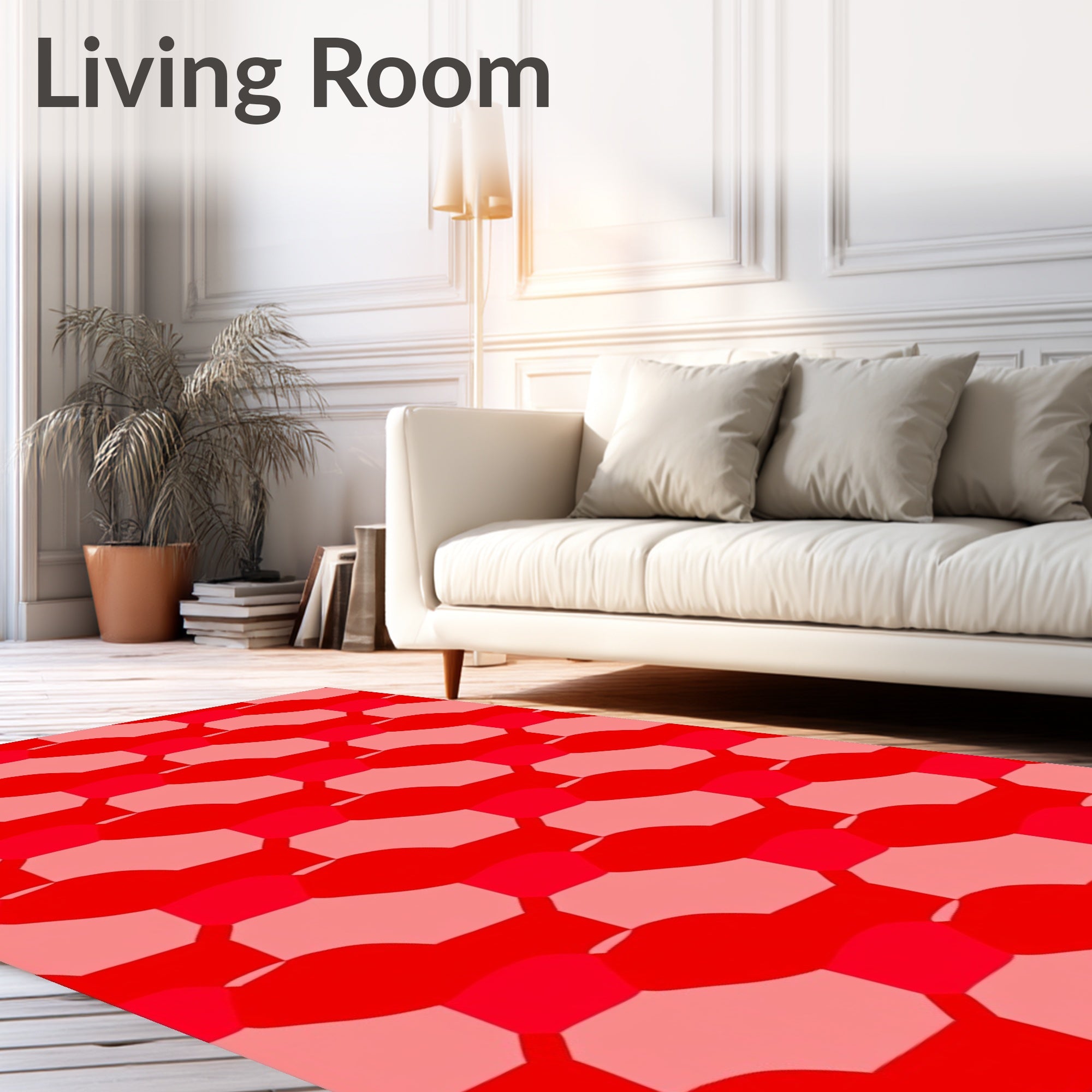Red Gradient Art Deco Pattern Rug