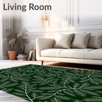 Elegant White Leafy Pattern Design Rug