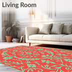 Coral Floral Vine Pattern Rug