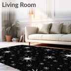 White Starburst Pattern With Circles Rug