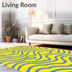 Vivid Blue Wave Pattern Rug