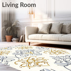 Gilded White Classic Damask Pattern Rug