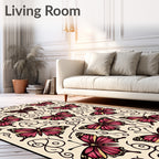 Vintage Butterfly Swirl Pattern Design Rug