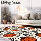 Orange Pumpkin Vine Pattern Rug
