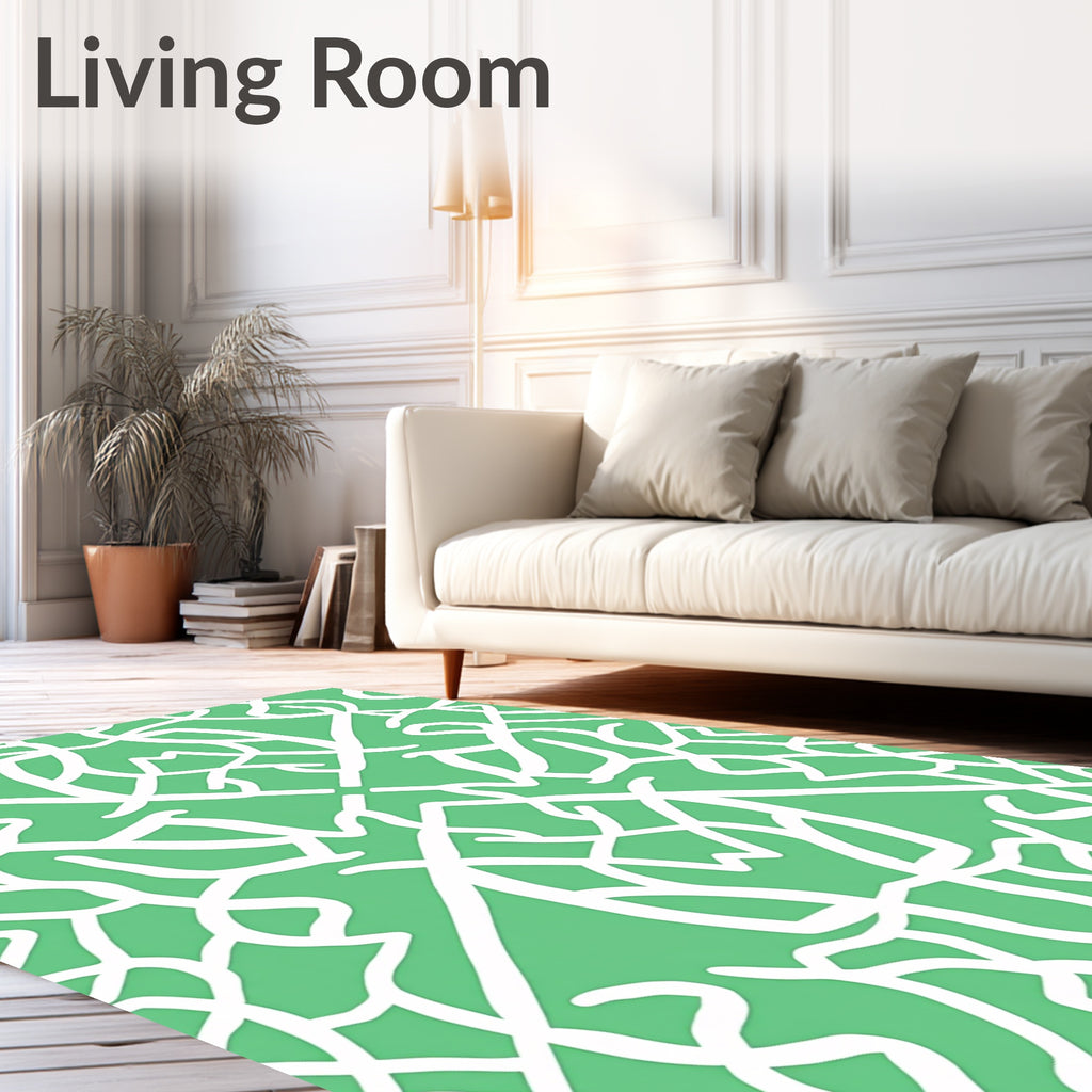 Bold Swirl Pattern on Green Background Rug