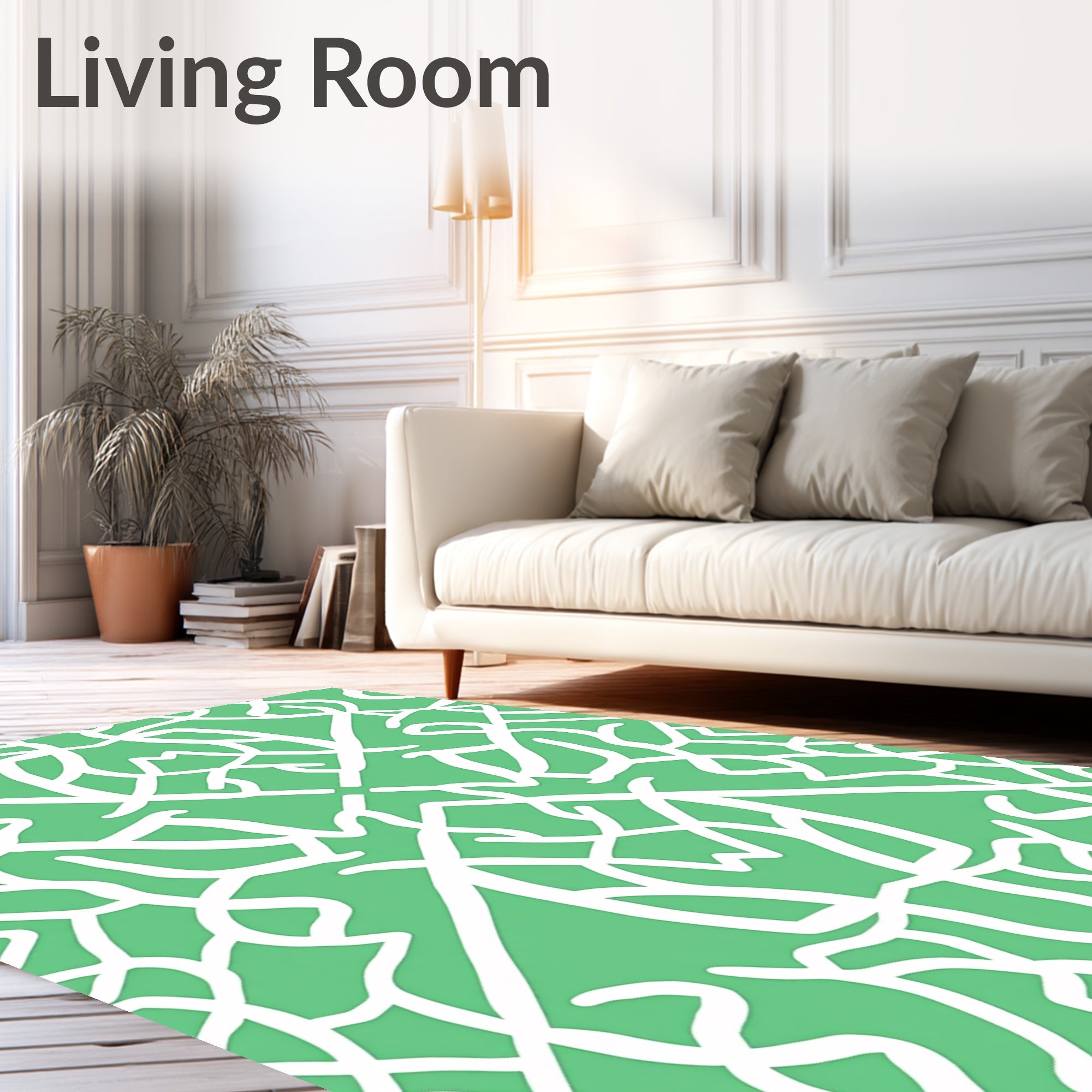 Bold Swirl Pattern on Green Background Rug
