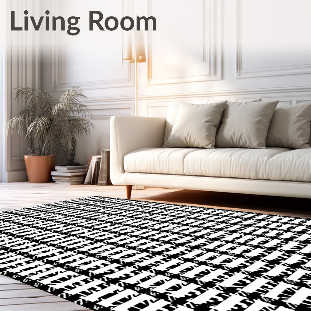 Bold Black and White Geometric Design Rug
