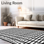 Bold Black and White Geometric Design Rug
