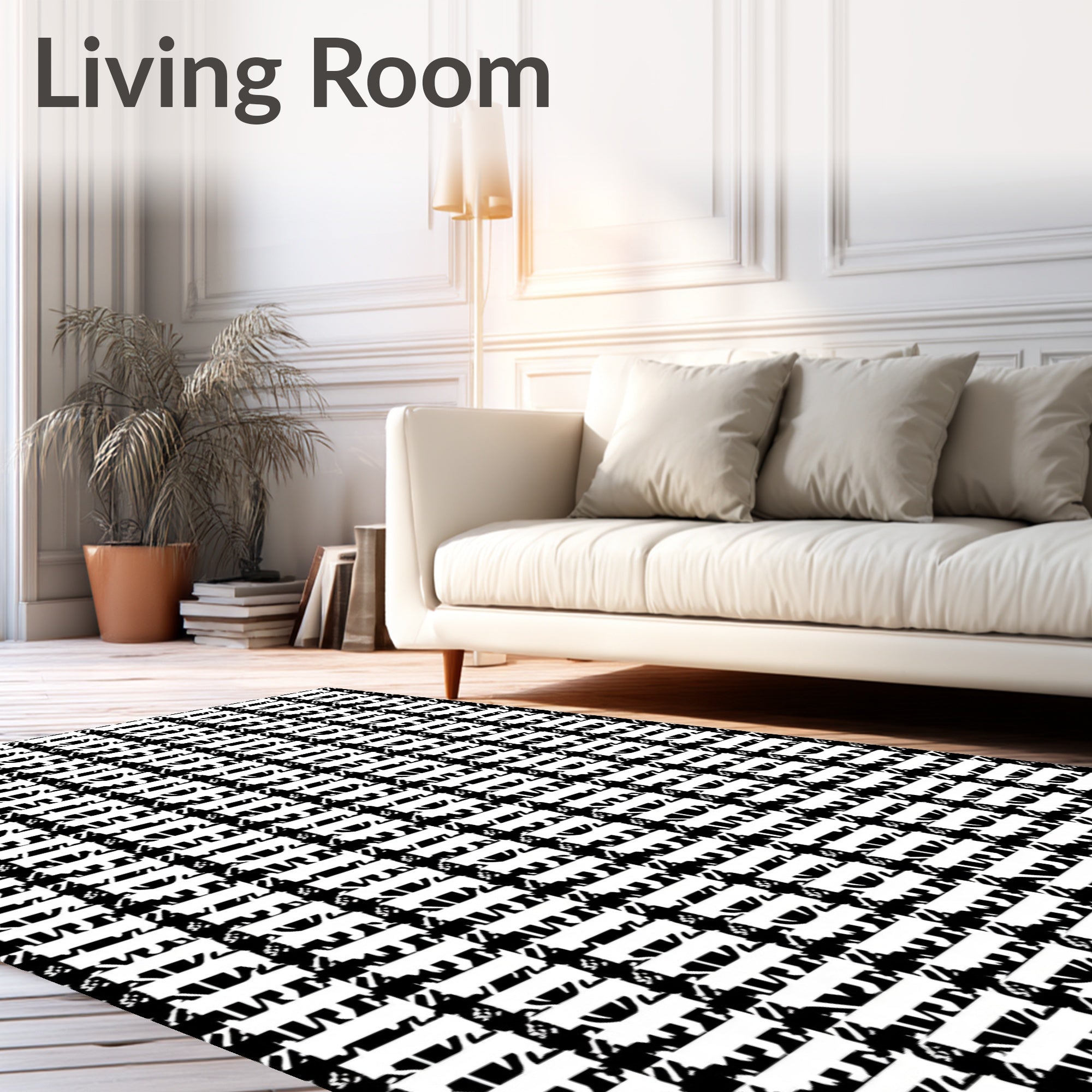 Bold Black and White Geometric Design Rug