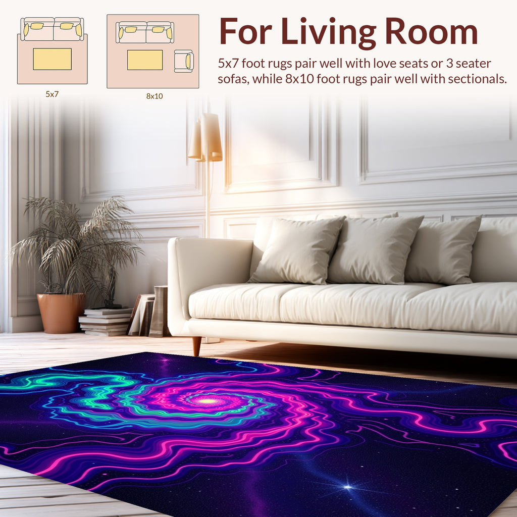 Cosmic Swirl Neon Waves Rug