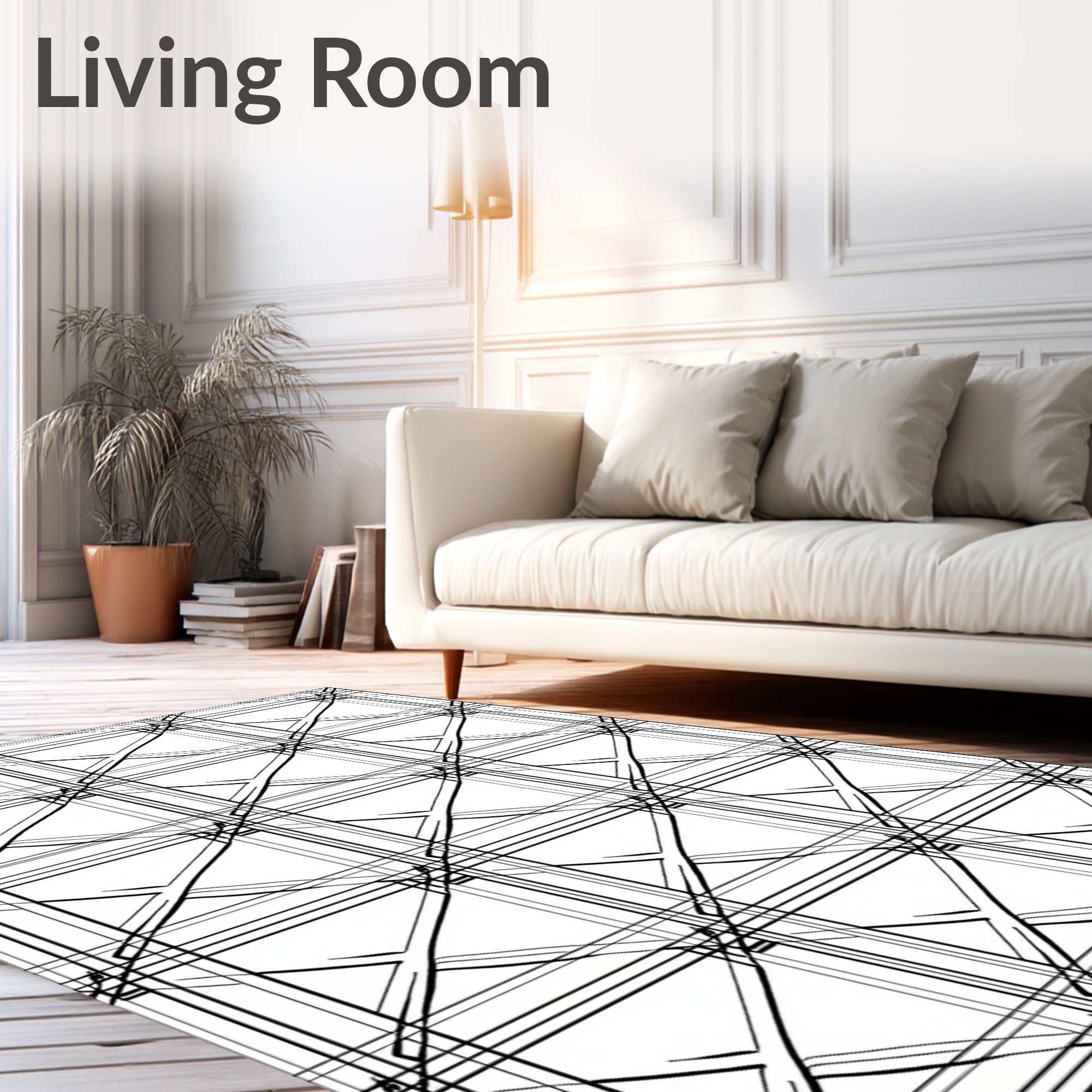 Interlocking Geometric Stripe Pattern Rug