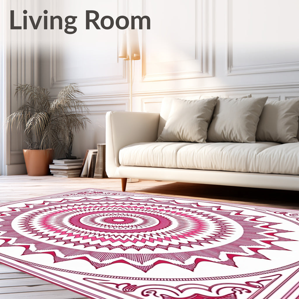Mandala Design radial pattern Pink Rug