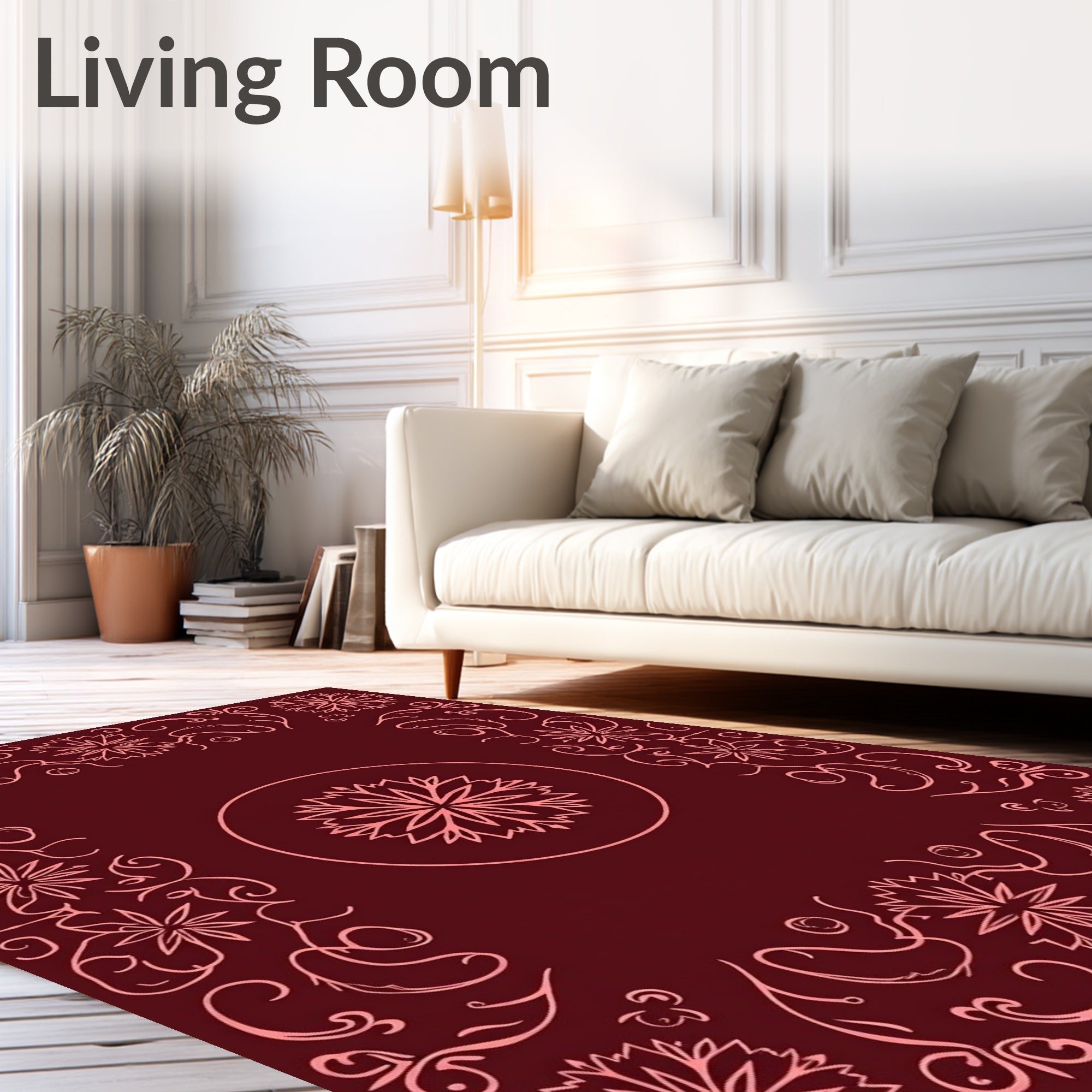 Ornate Floral Frame Motif Rug