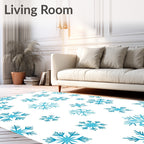 Winter Sky Blue Snowflake Scatter Rug