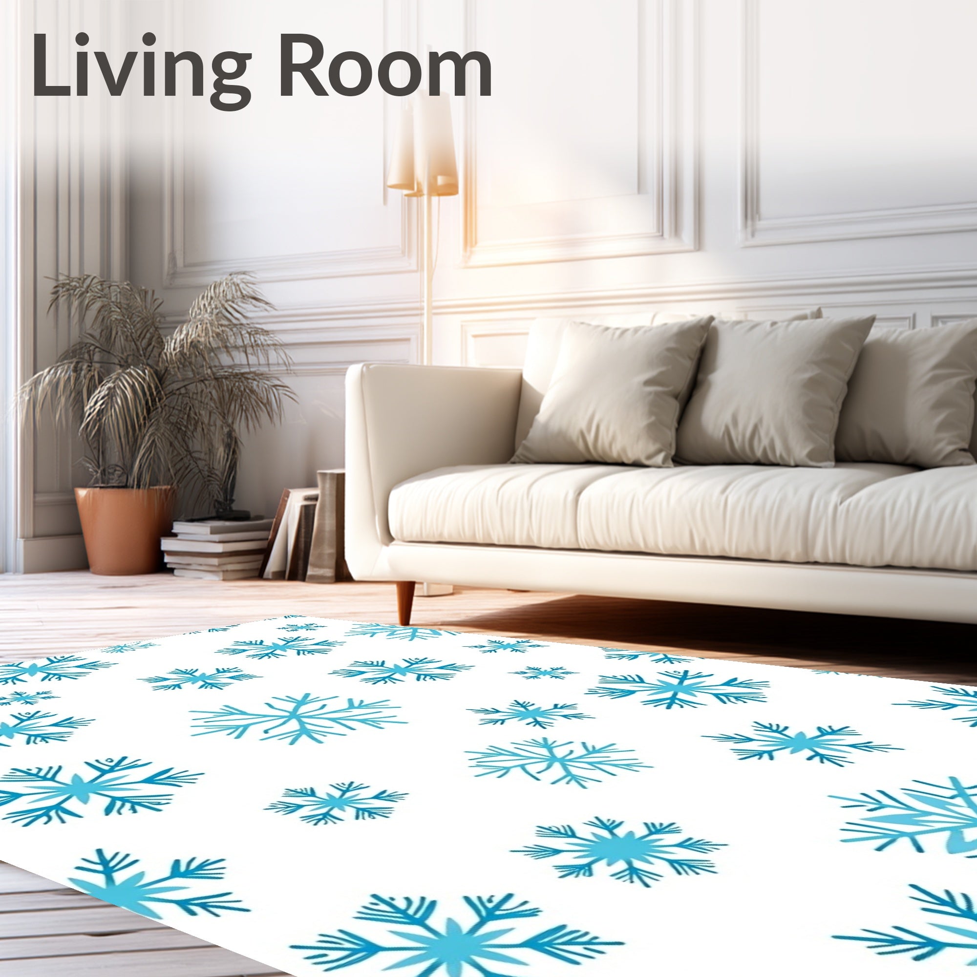 Winter Sky Blue Snowflake Scatter Rug