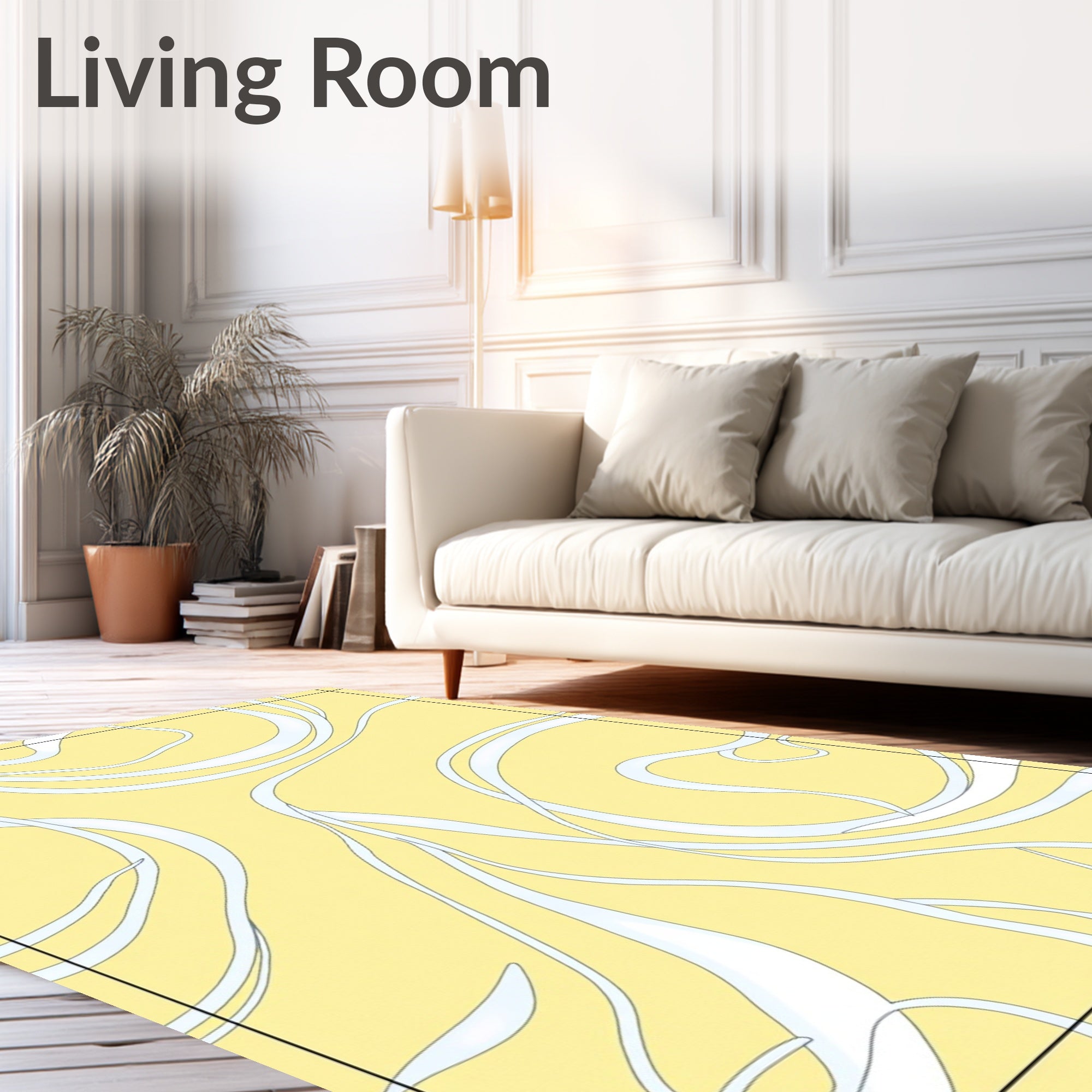 Radiant Swirl Abstract Yellow Pattern Rug