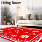 Classic Red White Folk Pattern Rug
