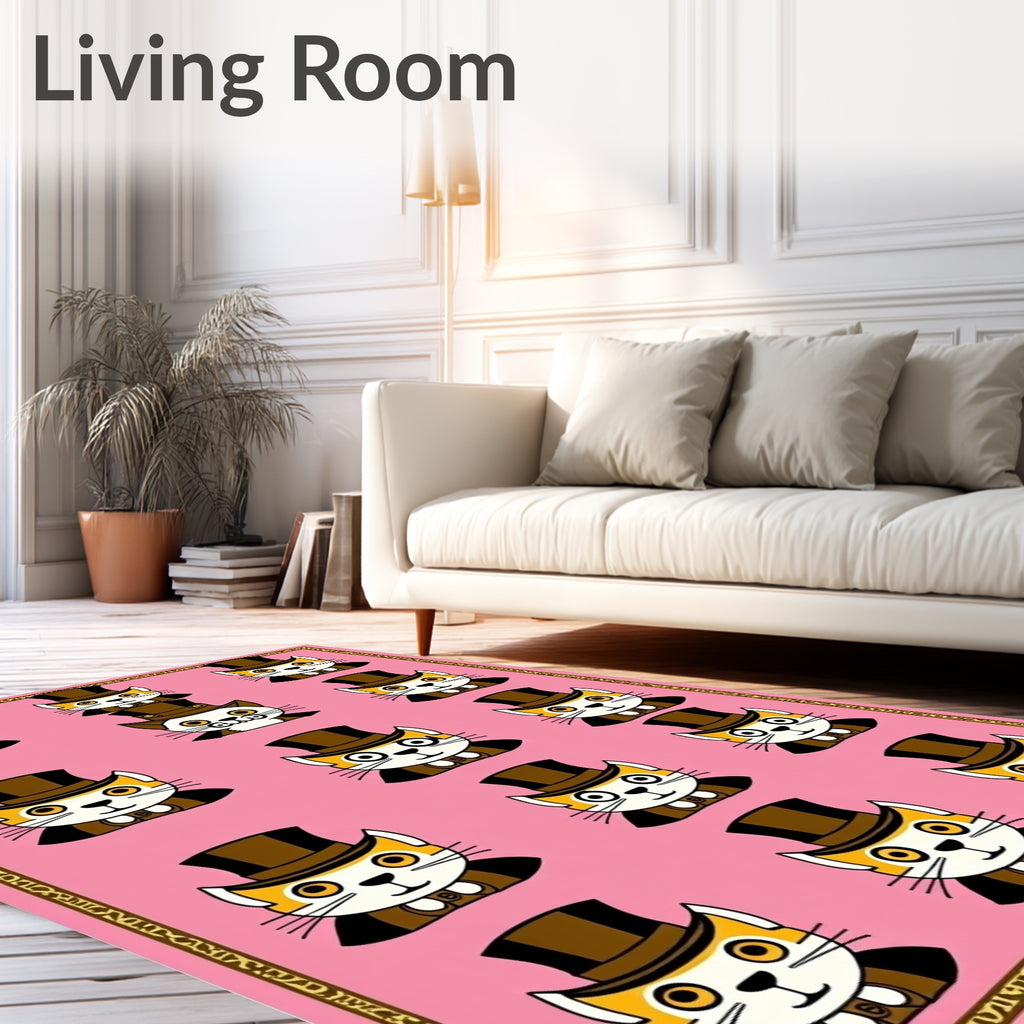 Whimsical Cats in Top Hats Pattern Rug