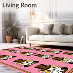 Whimsical Cats in Top Hats Pattern Rug