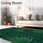 Tropical Leaf Dark Green Pattern Rug