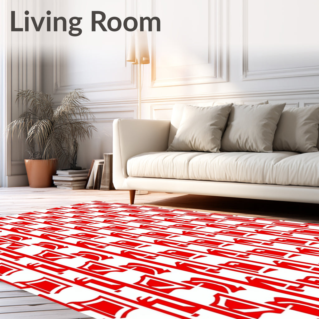 Red Vertical Geometric Pattern Rug