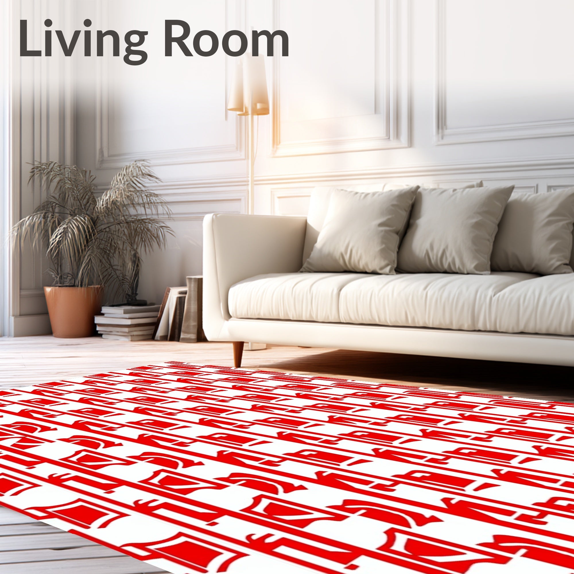 Red Vertical Geometric Pattern Rug