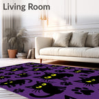 Cute Black Cats Paws Pattern Rug