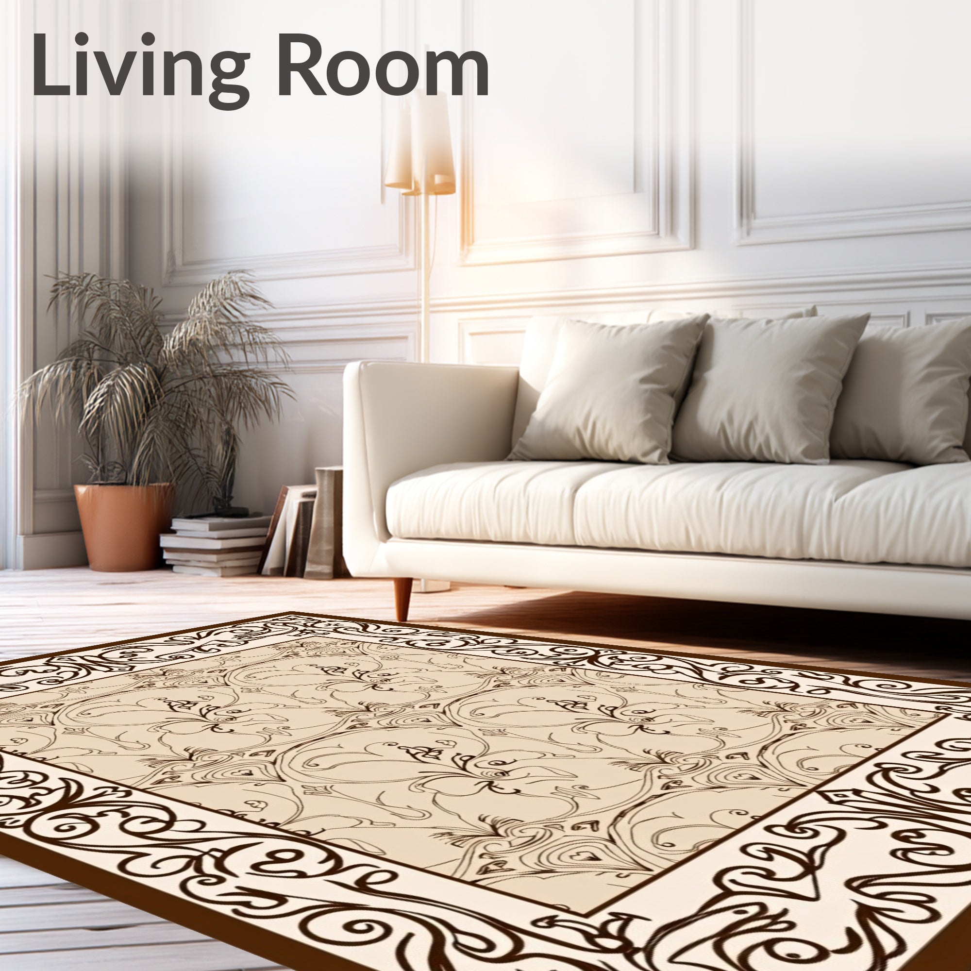 Vintage Floral Scrollwork Classic Design Rug