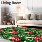 Red Gnome Snowflakes Green Rug