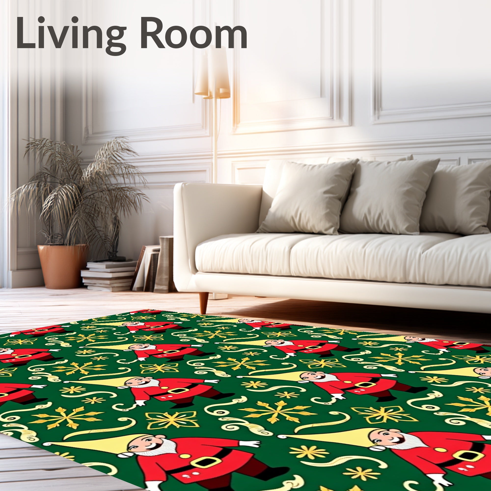 Red Gnome Snowflakes Green Rug