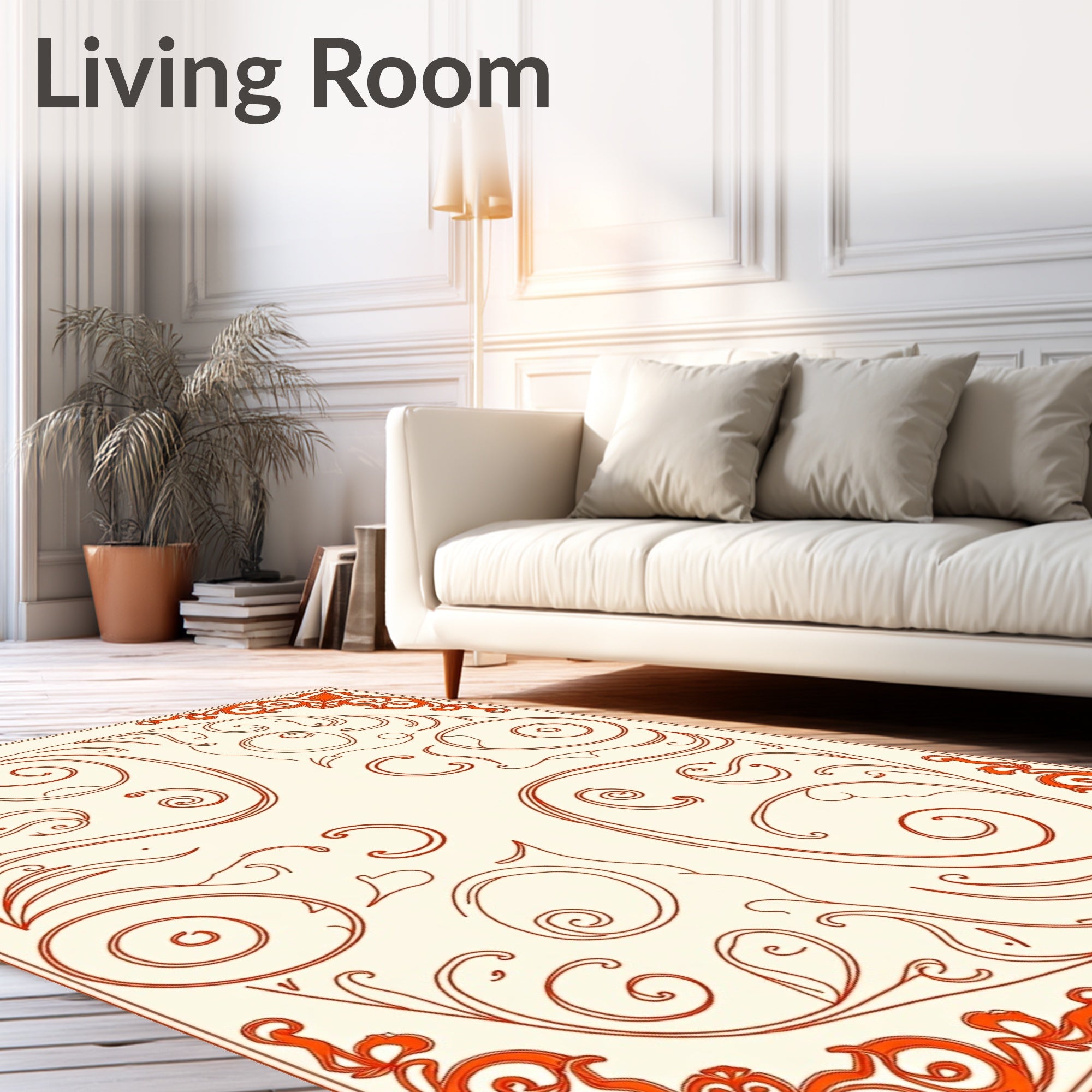 Ornate Flourish Scrollwork Rug