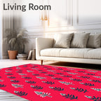 Red Festive Pine Tree Pattern Rug