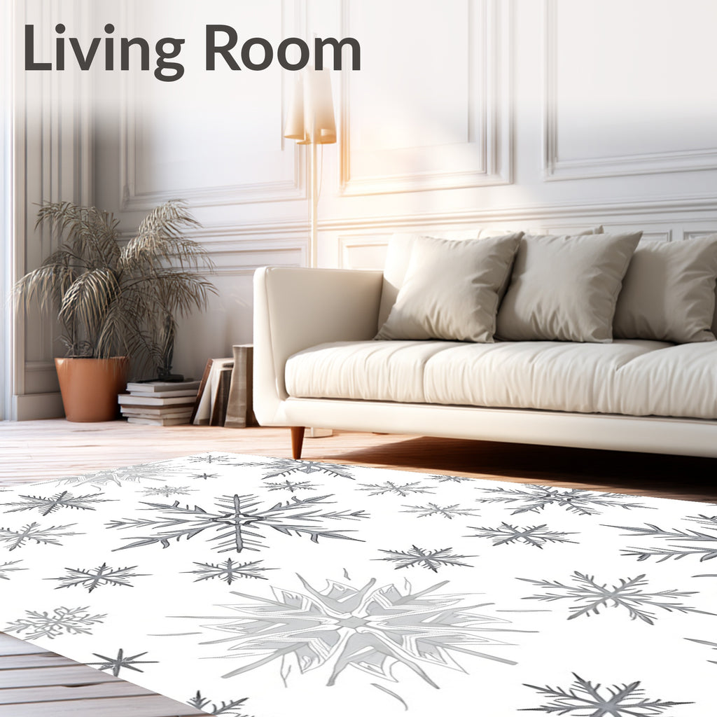 Winter Snowflake Patterned Design Rug