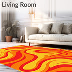 Warm Swirls Waves Abstract Rug