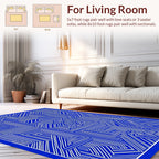 Bright Blue And White Abstract Design Rug