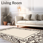 Ornate Floral Scroll Border Design Rug