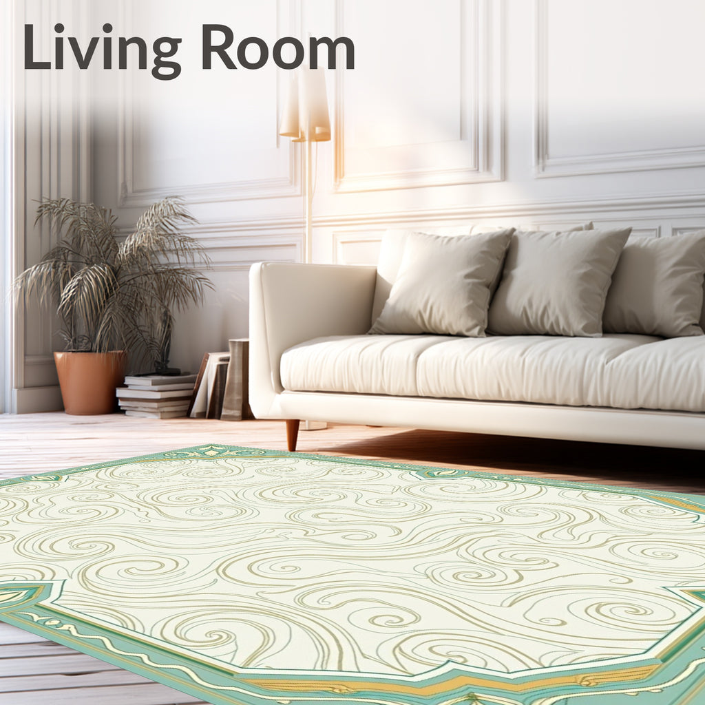 Elegant Swirl Abstract Border Design Rug