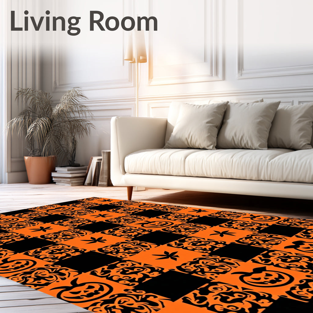 Spooky Jack O Lantern Star Medallion Rug