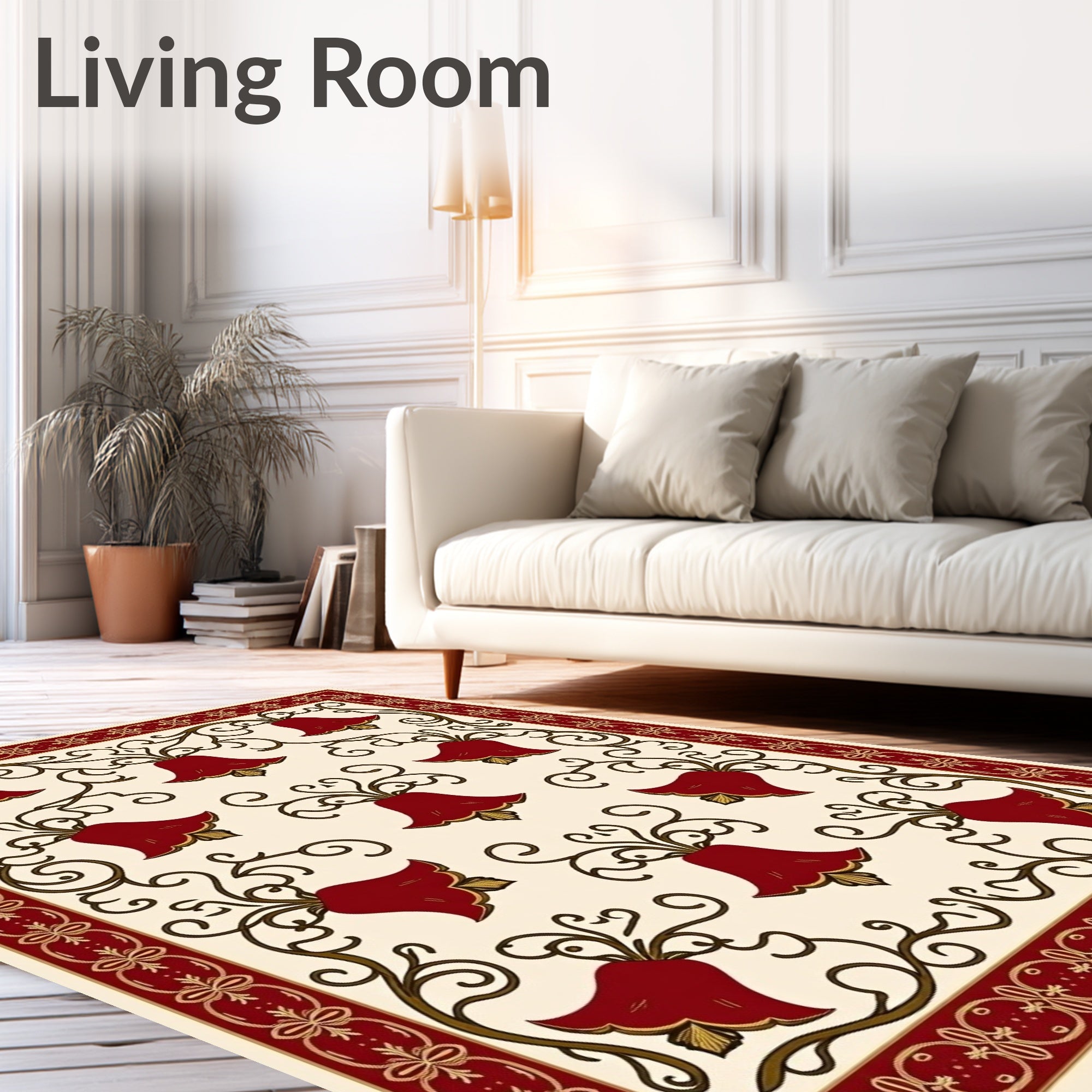 Crimson Bellflower Vine Decorative Rug