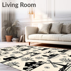 Rustic Village Deer Silhouette Pattern Rug