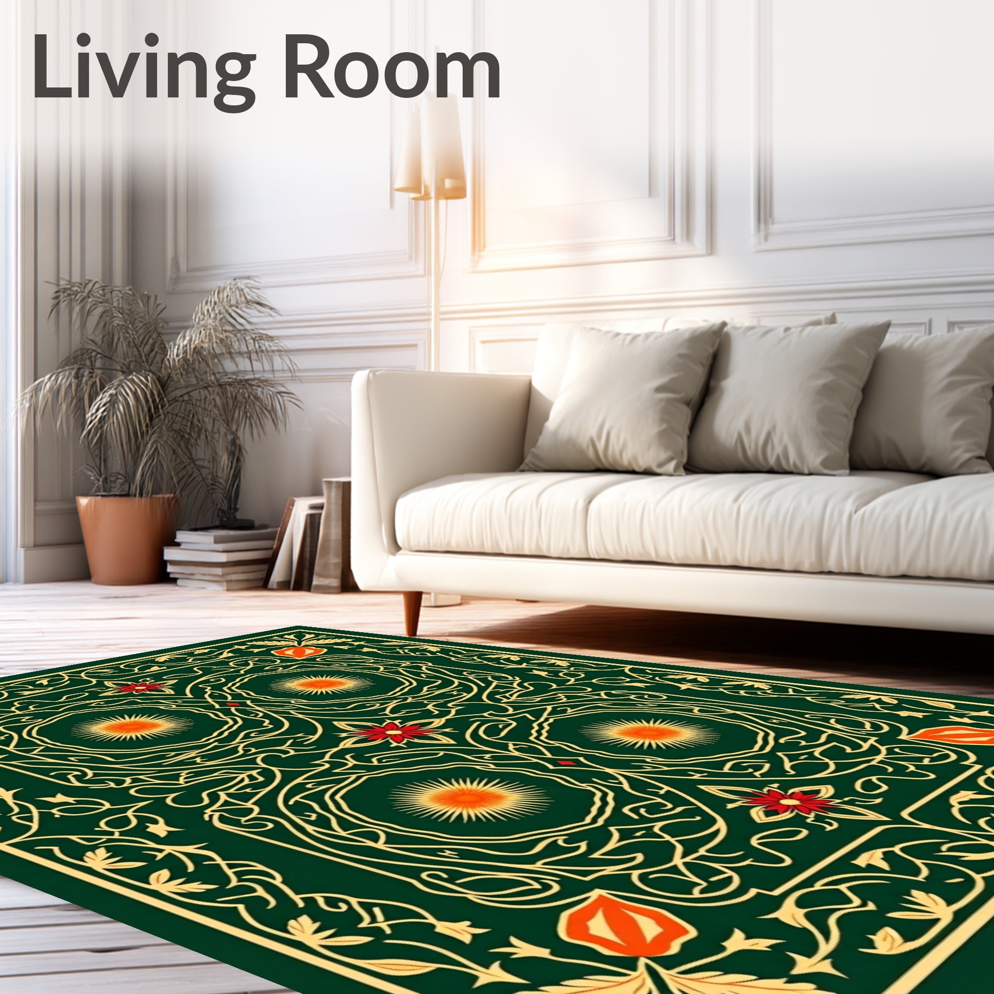 Ornate Floral Sunburst Pattern Rug