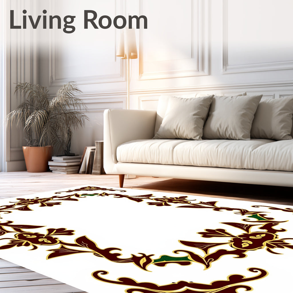 Ornate Floral Scrollwork Design Rug