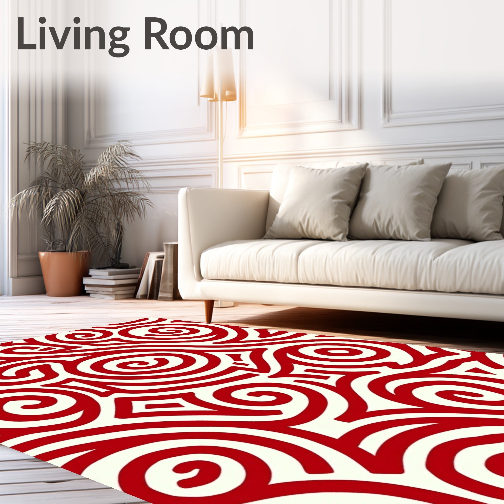 Crimson Swirls Abstract Pattern Rug