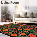 Rustic Floral Vine Artwork Rug