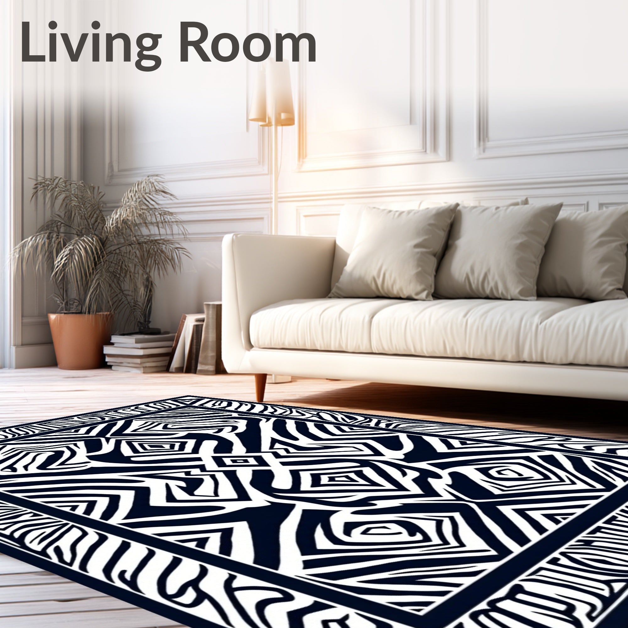 Bold Geometric Zebra Stripe Pattern Rug